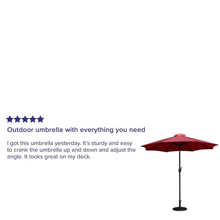 Flash Furniture Red 9 FT Umbrella and Black Cement Base, 2 PC Set GM-402003-UB19B-RED-GG
